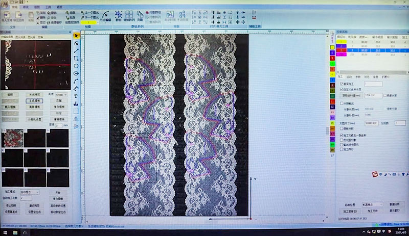 蕾絲激光切割,柔軟面料激光切割,柔性蕾絲面料切割軟件